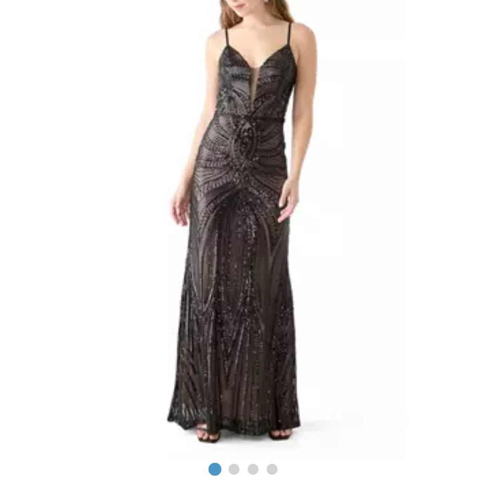 B Darlin Black Beaded Maxi Dress